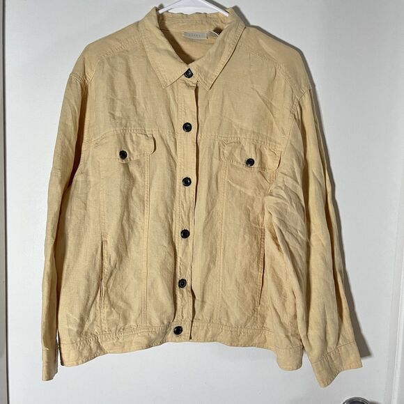 J Jill Elements Jacket Womens 2X Relaxed Fit Button Front 100% Linen - Picture 1 of 8